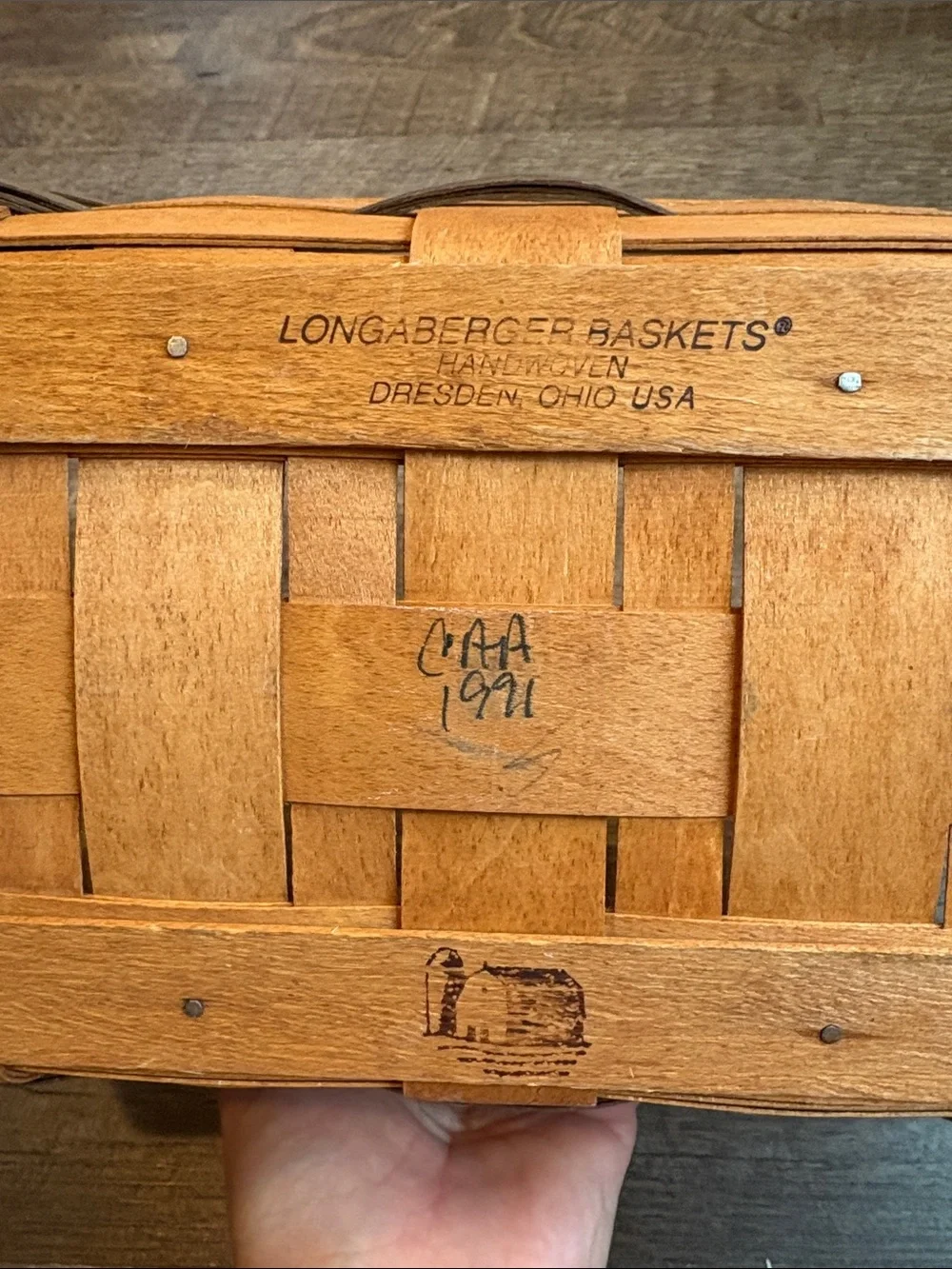 Longaberger Bread Basket Brown 14” Rectangular Basket with Handles 1991